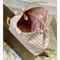 Louis Vuitton LV Unisex Graceful MM Hobo Rose Ballerine Pink Damier Azur Coated Canvas (1)