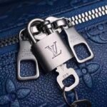 Louis Vuitton LV Unisex Keepall Bandoulière 50 Weekend Bag Denim Blue Cowhide Leather – Image 9