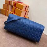 Louis Vuitton LV Unisex Keepall Bandoulière 50 Weekend Bag Denim Blue Cowhide Leather – Image 4