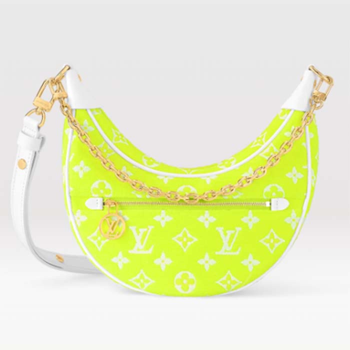 Louis Vuitton LV Unisex Loop Half-Moon Baguette Bag Yellow Monogram Jacquard Velvet