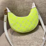 Louis Vuitton LV Unisex Loop Half-Moon Baguette Bag Yellow Monogram Jacquard Velvet - Image 3