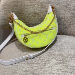 Louis Vuitton LV Unisex Loop Half-Moon Baguette Bag Yellow Monogram Jacquard Velvet - Image 4