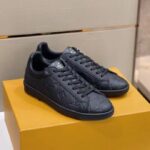 Louis Vuitton LV Unisex Luxembourg Sneaker Monogram Embossed Grained Calf Leather Black Rubber - Image 3