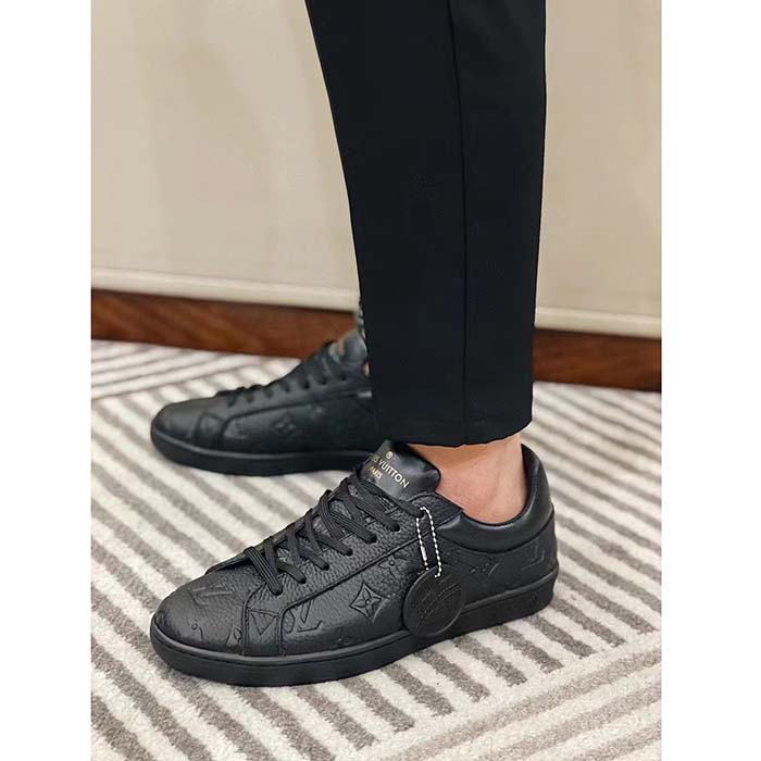 Louis Vuitton Black Monogram Embossed Leather Luxembourg Sneakers