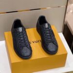 Louis Vuitton LV Unisex Luxembourg Sneaker Monogram Embossed Grained Calf Leather Black Rubber - Image 5