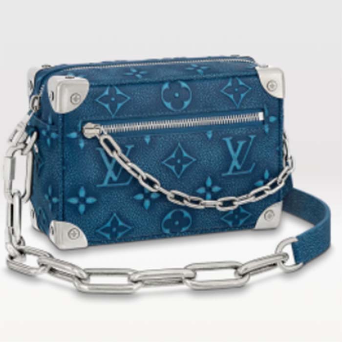 Louis Vuitton LV Unisex Mini Soft Trunk Denim Blue Cowhide Leather
