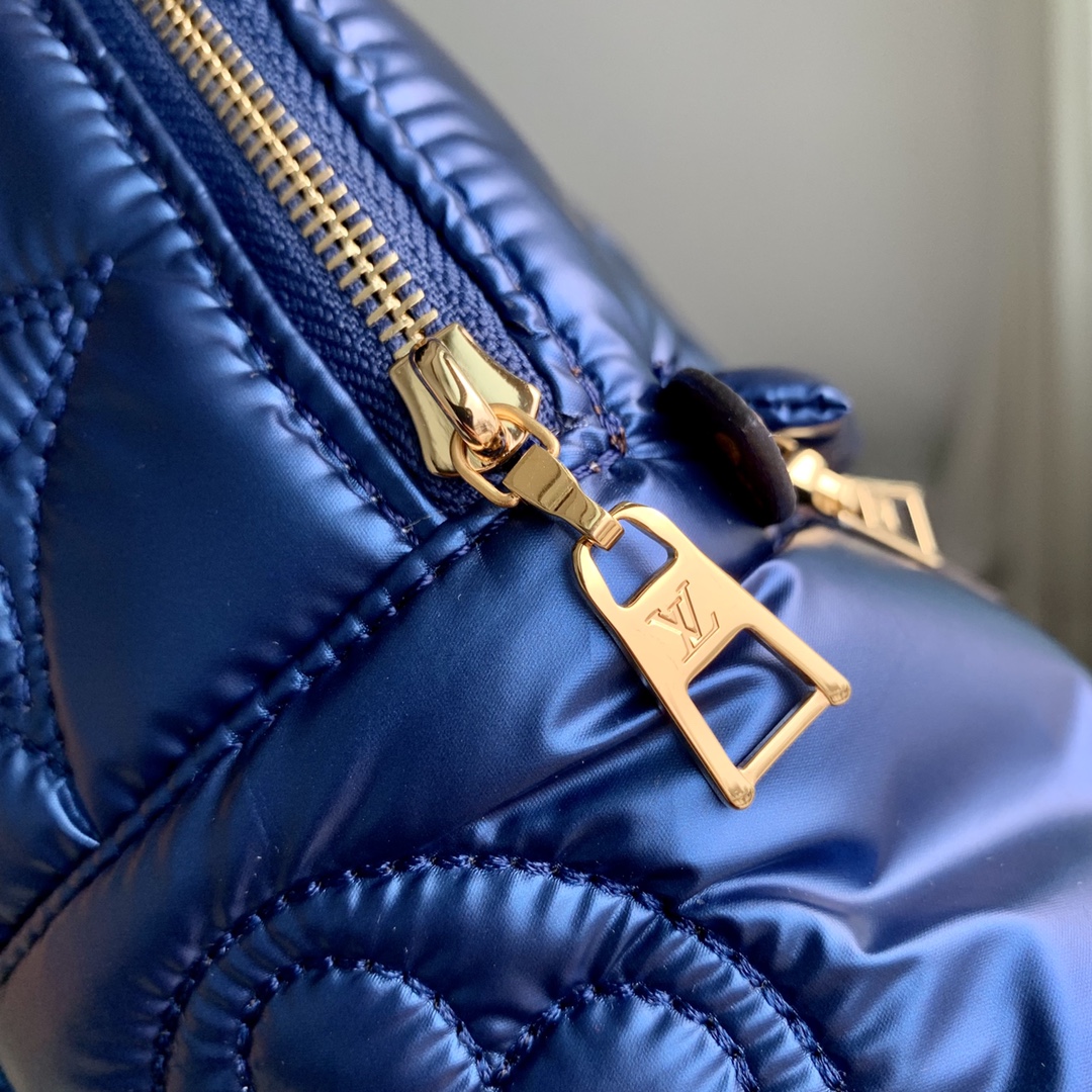 Louis Vuitton LV Unisex Pillow Palm Springs Mini Backpack Navy Blue Recycled Metallic Nylon (10)