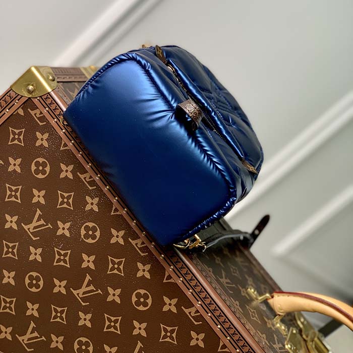 Louis Vuitton LV Unisex Pillow Palm Springs Mini Backpack Navy Blue Recycled Metallic Nylon (4)