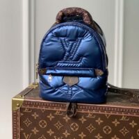 Louis Vuitton LV Unisex Pillow Palm Springs Mini Backpack Navy Blue Recycled Metallic Nylon (2)