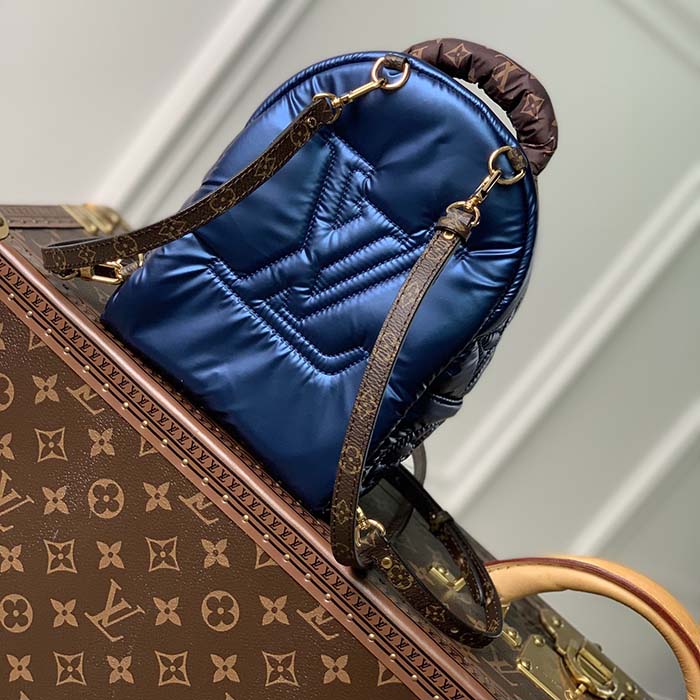 Louis Vuitton LV Unisex Pillow Palm Springs Mini Backpack Navy Blue Recycled Metallic Nylon (6)