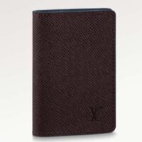 Louis Vuitton LV Unisex Pocket Organizer Acajou Navy Blue Taiga Cowhide Leather (1)