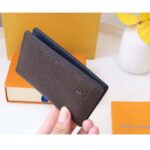 Louis Vuitton LV Unisex Pocket Organizer Acajou Navy Blue Taiga Cowhide Leather - immagine 5