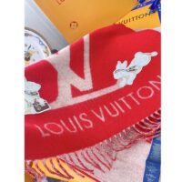 Louis Vuitton LV Unisex Precious Rabbit Reykjavik Scarf Red Cashmere Monogram Flowers (1)