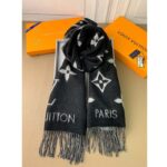 Louis Vuitton LV Unisex Reykjavik Scarf Black Soft Cashmere Monogram Pattern – Image 6