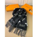 Louis Vuitton LV Unisex Reykjavik Scarf Black Soft Cashmere Monogram Pattern – Image 7
