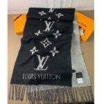 Louis Vuitton LV Unisex Reykjavik Scarf Black Soft Cashmere Monogram Pattern – Image 3