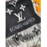 Louis Vuitton LV Unisex Reykjavik Scarf Black Soft Cashmere Monogram Pattern – Image 8