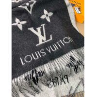 Louis Vuitton LV Unisex Reykjavik Scarf Black Soft Cashmere Monogram Pattern (1)