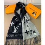 Louis Vuitton LV Unisex Reykjavik Scarf Black Soft Cashmere Monogram Pattern – Image 4