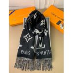 Louis Vuitton LV Unisex Reykjavik Scarf Black Soft Cashmere Monogram Pattern – Image 2