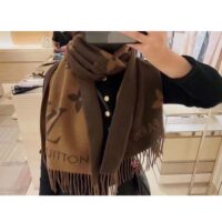 Louis Vuitton LV Unisex Reykjavik Scarf Dark Brown Cashmere Jacquard Weave Oversized Monogram (1)