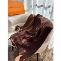 Louis Vuitton LV Unisex Reykjavik Scarf Dark Brown Cashmere Jacquard Weave Oversized Monogram (1)