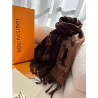 Louis Vuitton LV Unisex Reykjavik Scarf Dark Brown Cashmere Jacquard Weave Oversized Monogram (1)