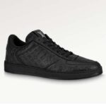 Zapatillas unisex Louis Vuitton LV Rivoli negras con minimonograma en relieve de piel de becerro y goma