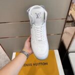 Louis Vuitton LV Unisex Rivoli Sneaker Boot Silver White Calf Leather Monogram Canvas - Bild 7