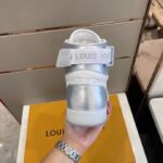 Louis Vuitton LV Unisex Rivoli Sneaker Boot Silver White Calf Leather Monogram Canvas - Bild 9