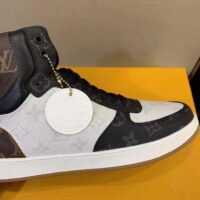 Louis Vuitton LV Unisex Rivoli Sneaker Boot Black Brown Calf Leather Monogram Canvas (5)