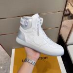 Louis Vuitton LV Unisex Rivoli Sneaker Boot Silver White Calf Leather Monogram Canvas - Bild 6