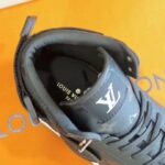 Louis Vuitton LV Unisex Rivoli Sneaker Boot Black Calf Leather Monogram Metallic Canvas - Image 10