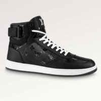 Louis Vuitton LV Unisex Rivoli Sneaker Boot Black Calf Leather Monogram Metallic Canvas (10)