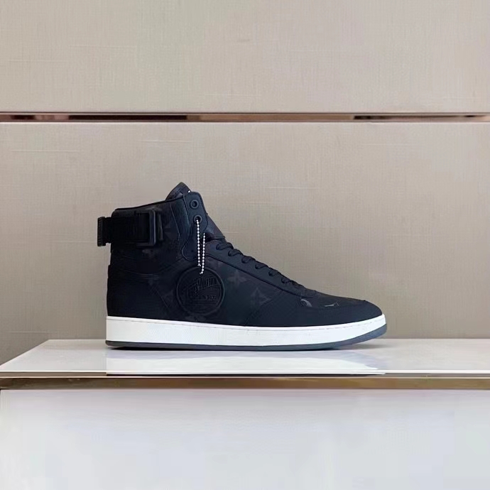 Louis Vuitton LV Unisex Rivoli Sneaker Boot Black Brown Calf