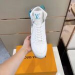 Louis Vuitton LV Unisex Rivoli Sneaker Boot Blue White Calf Leather Monogram Canvas - Bild 8