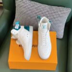 Louis Vuitton LV Unisex Rivoli Sneaker Boot Blue White Calf Leather Monogram Canvas - Bild 5