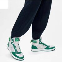 Louis Vuitton LV Unisex Rivoli Sneaker Boot Green Calf Leather Monogram Metallic Canvas (1)