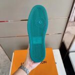 Louis Vuitton LV Unisex Rivoli Sneaker Boot Green Calf Leather Monogram Metallic Canvas - Image 12