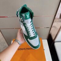Louis Vuitton LV Unisex Rivoli Sneaker Boot Green Calf Leather Monogram Metallic Canvas (1)