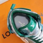Louis Vuitton LV Unisex Rivoli Sneaker Boot Green Calf Leather Monogram Metallic Canvas - Image 13