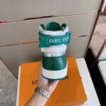 Louis Vuitton LV Unisex Rivoli Sneaker Boot Green Calf Leather Monogram Metallic Canvas - Image 11