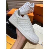 Louis Vuitton LV Unisex Rivoli Sneaker White Mini Monogram Embossed Calf Leather Rubber (11)