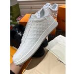 Louis Vuitton LV Unisex Rivoli Sneaker White Mini Monogram Embossed Calf Leather Rubber - Image 4