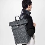 Louis Vuitton LV Unisex Roll Top Backpack Black Charcoal Cowhide Leather - Image 14