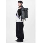 Louis Vuitton LV Unisex Roll Top Backpack Black Charcoal Cowhide Leather - Image 13