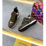 Louis Vuitton LV Unisex Run Away Sneaker Khaki Green Suede Calf Leather Monogram - Imagen 3