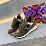 Louis Vuitton LV Unisex Run Away Sneaker Khaki Green Suede Calf Leather Monogram - Imagen 5