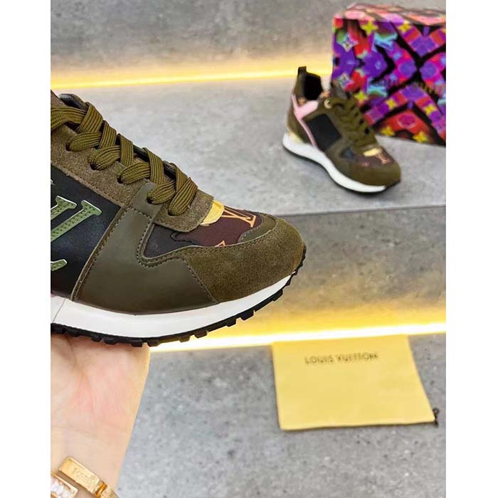 Louis Vuitton LV Unisex Run Away Sneaker Khaki Green Suede Calf Leather Monogram (9)