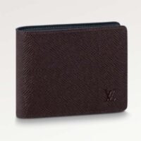 Louis Vuitton LV Unisex Slender Wallet Embossed Taiga Leather Acajou Navy Blue (2)